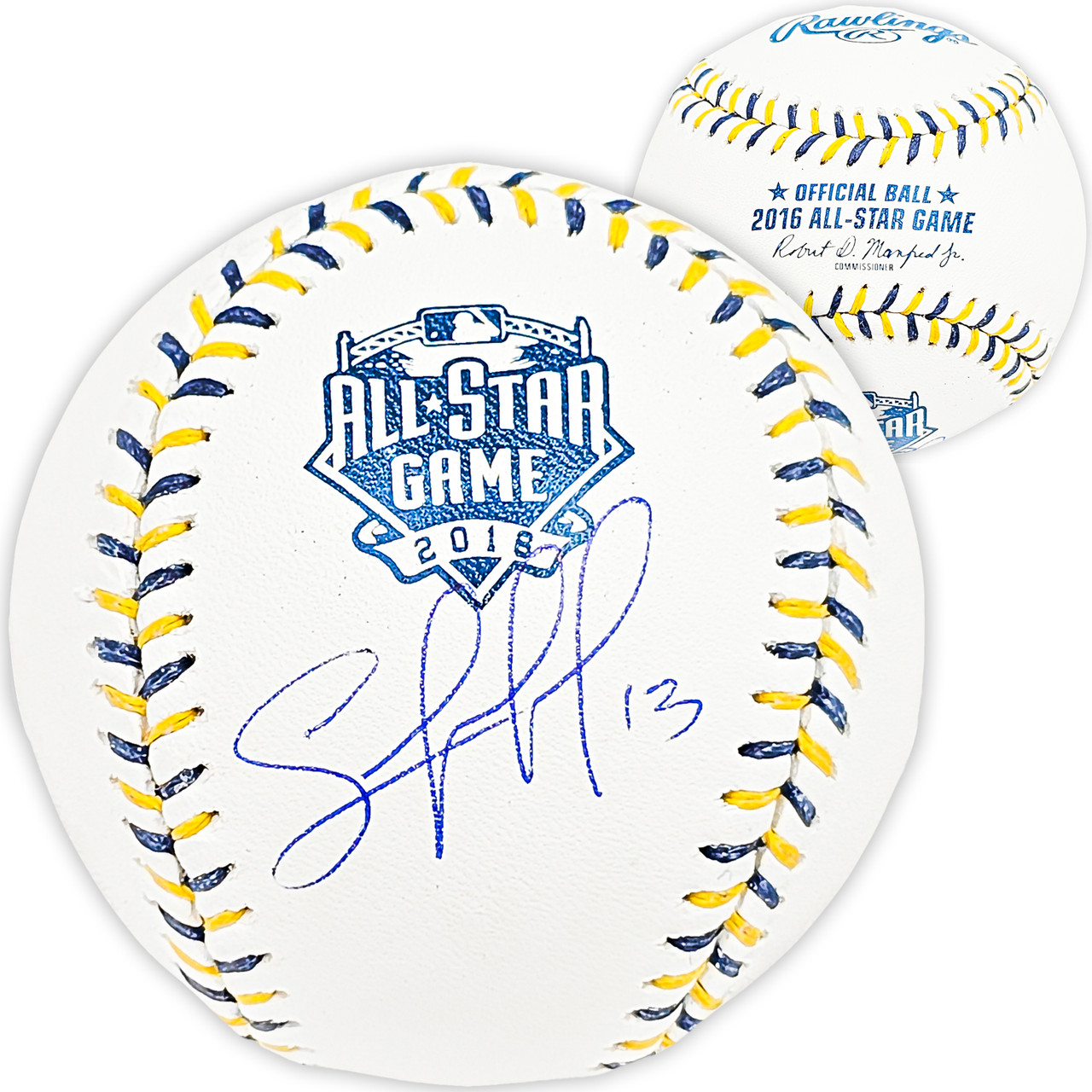 Salvador Perez Autographed Official 2021 All Star Game Logo Game