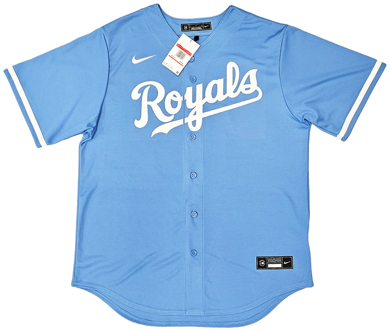Kansas City Royals Salvador Perez Autographed Baby Blue Nike Jersey Size L Beckett BAS Witness