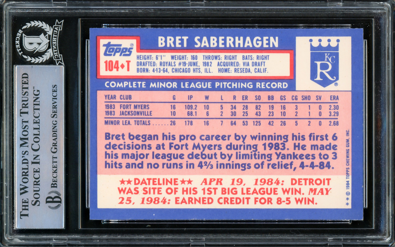 Bret Saberhagen Autographed 1984 Topps Traded Rookie Card #104T