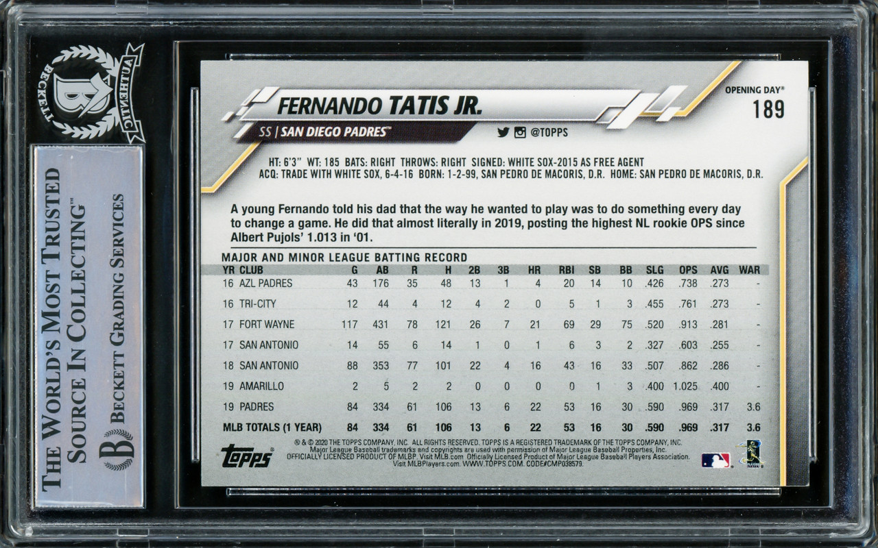 Fernando Tatis Jr. Autographed 2022 Topps Opening Day Card #50 San Diego  Padres Beckett BAS #15782570