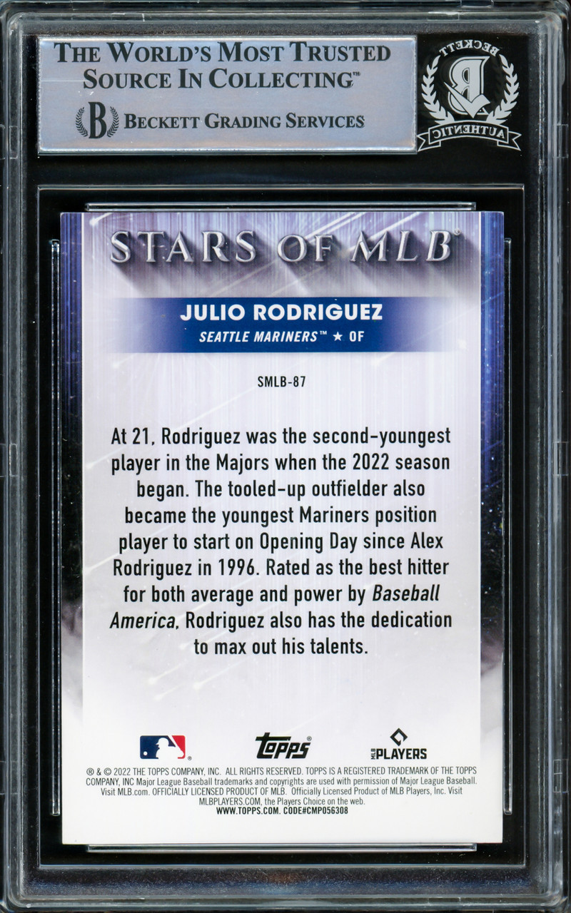 Julio Rodriguez Autographed 2022 Topps Update All Star Game Rookie Card  #ASG-26 Seattle Mariners Beckett BAS #15781441