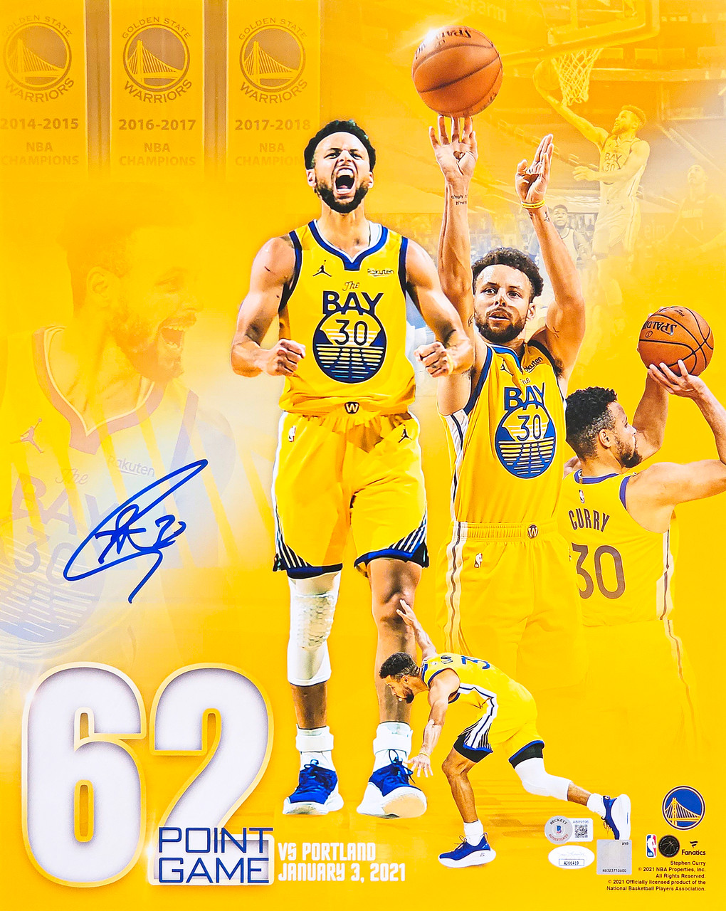 Stephen Curry Golden State Warriors Autographed White Mitchell