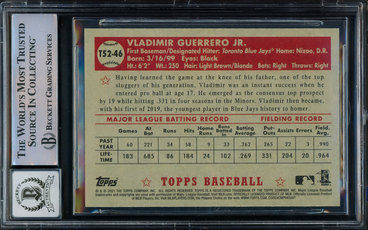 Vladimir Guerrero Jr. Autographed 2021 Topps Heritage Card #194 Toronto  Blue Jays Auto Grade Gem Mint 10 Beckett BAS #15859740 - Mill Creek Sports