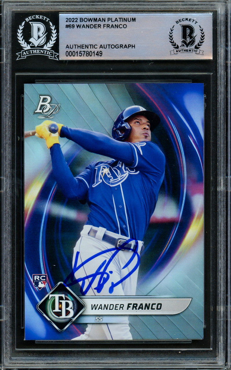 Wander Franco Autographed 2022 Bowman Platinum Rookie Card #69 Tampa Bay  Rays Beckett BAS #15780149