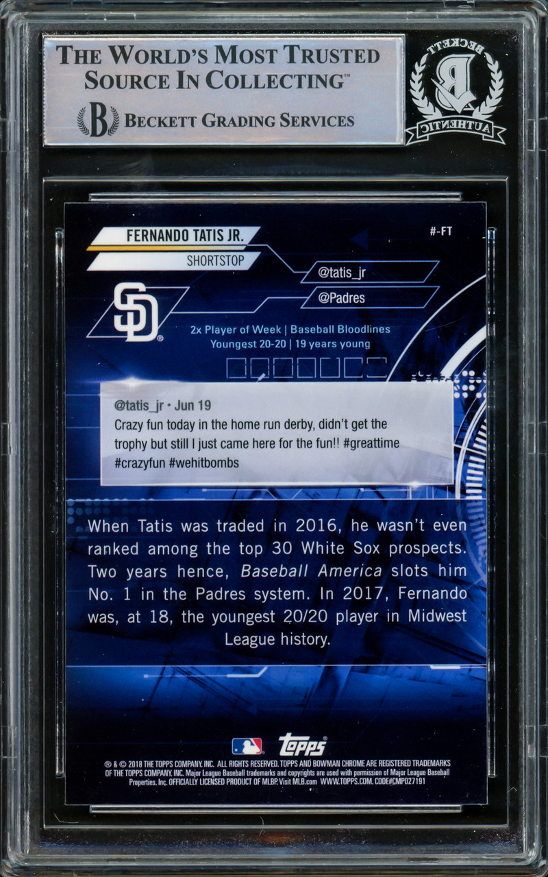 Fernando Tatis Jr. Autographed 2018 Bowman Chrome Rookie Card #BCP114 San  Diego Padres Beckett BAS #15500718 - Mill Creek Sports