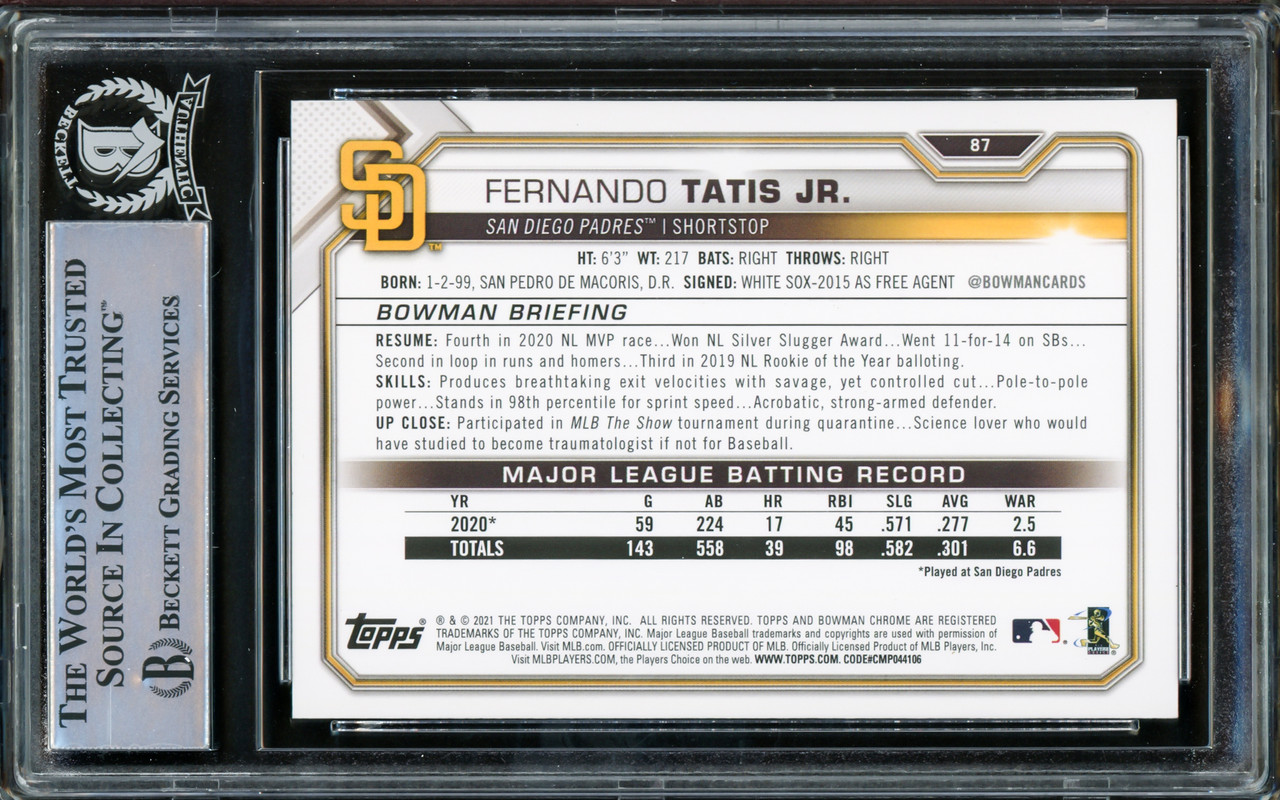  2021 Bowman #87 Fernando Tatis Jr. San Diego Padres