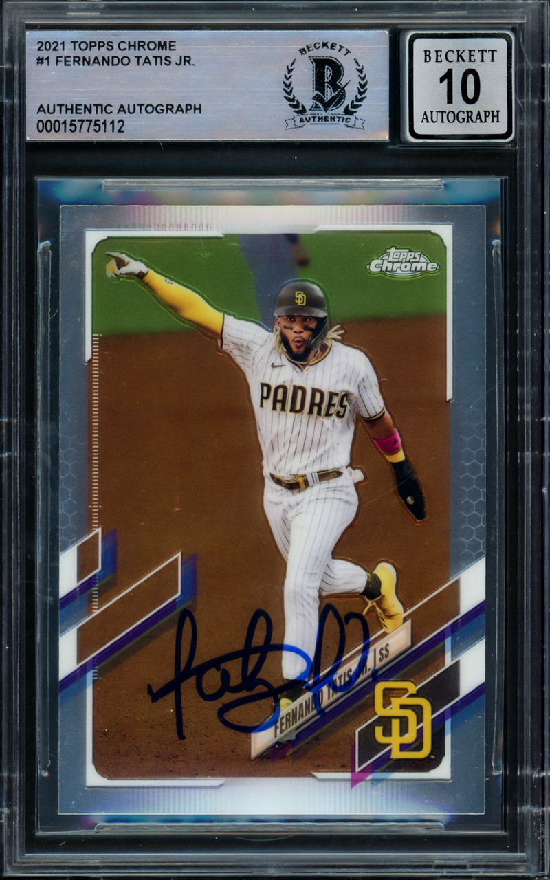 Fernando Tatis Jr. Autographed 2021 Topps Chrome Card #1 San Diego Padres  Auto Grade Gem Mint 10 Beckett BAS #15775112 - Mill Creek Sports