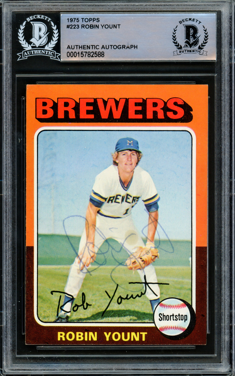 Robin Yount Autographed 1975 Topps Card #223 Milwaukee Brewers