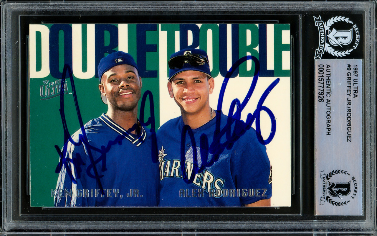 Ken Griffey Jr. & Alex Rodriguez Autographed 1997 Fleer Ultra Double  Trouble Card #9 Seattle Mariners Beckett BAS #15777926