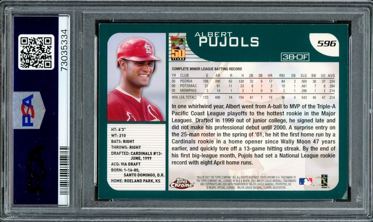 Albert Pujols Autographed 2001 Upper Deck Rookie Card #295 St. Louis  Cardinals Auto Grade Gem Mint 10 PSA/DNA #71811237