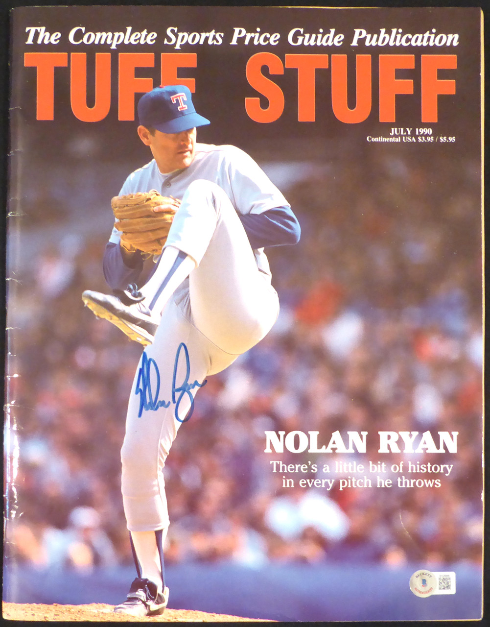 Nolan Ryan Texas Rangers Autographed Bloody Pitch Photo 8X10