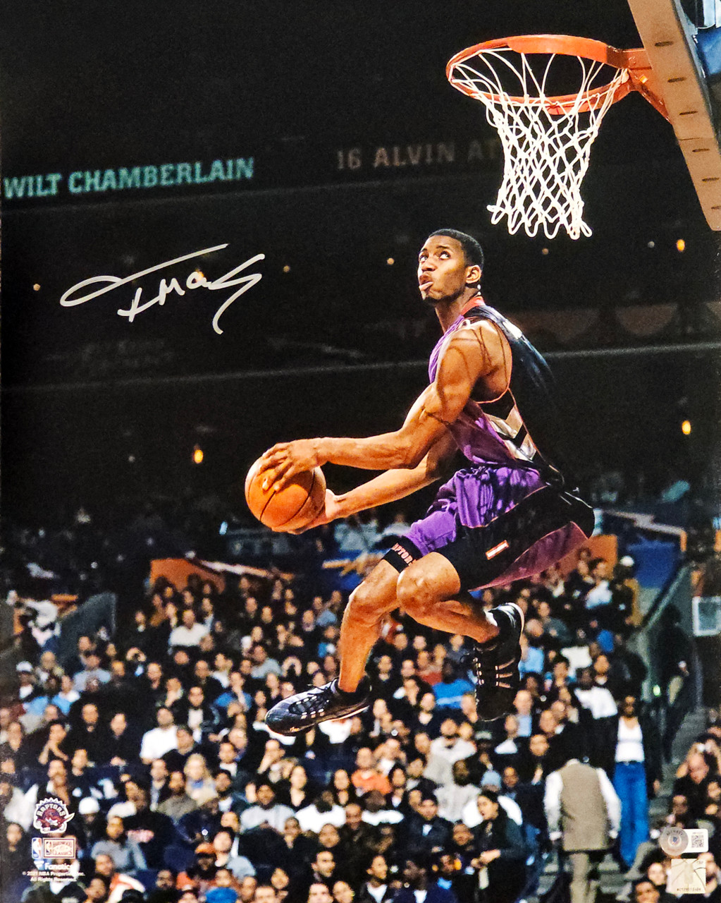 Tracy McGrady Autographed 16x20 Photo Toronto Raptors Dunk Beckett BAS  Witness