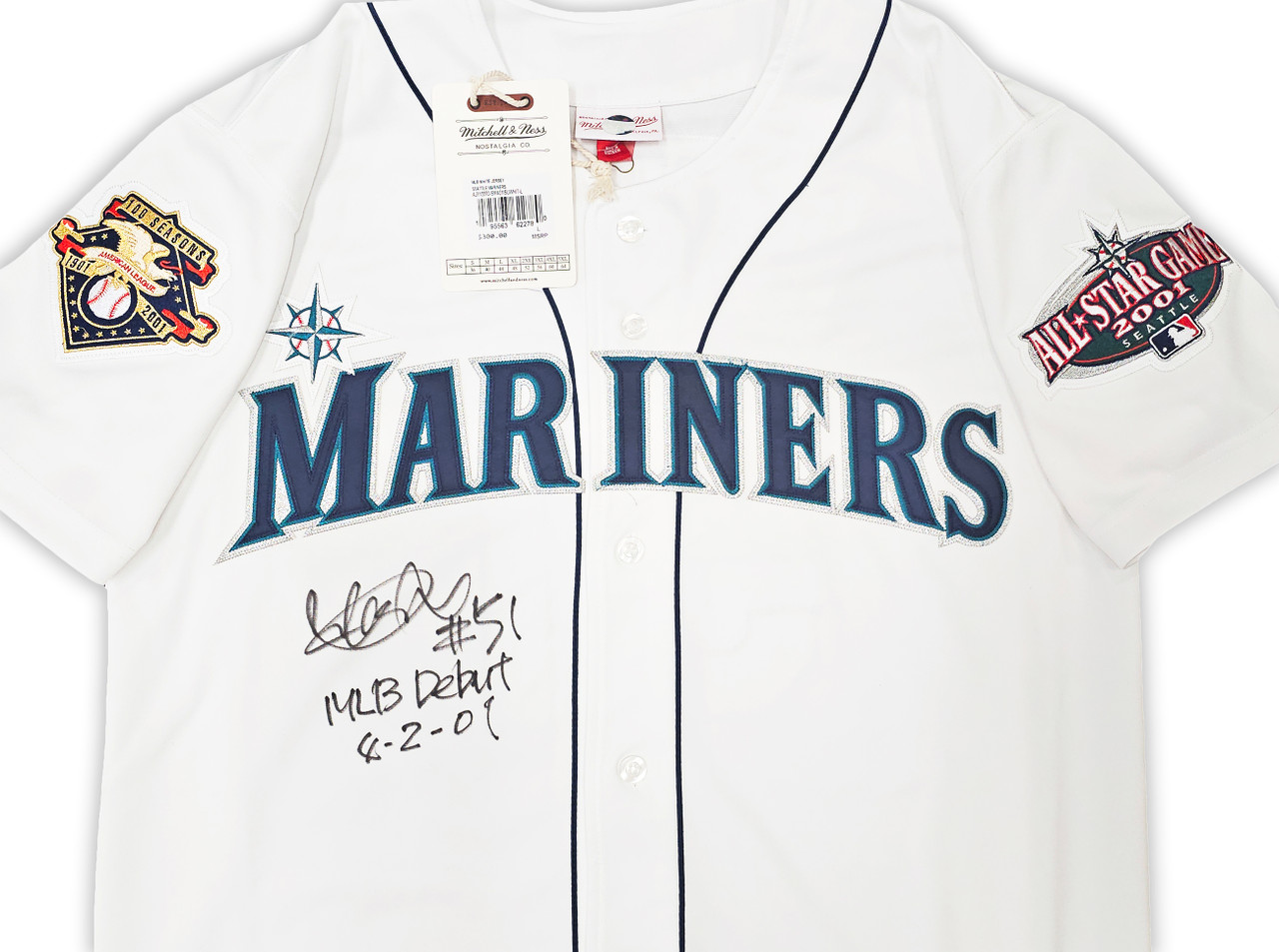 Men's Mitchell & Ness Ichiro Suzuki White Seattle Mariners 2001 MLB All-Star Game Cooperstown Collection Authentic Jersey