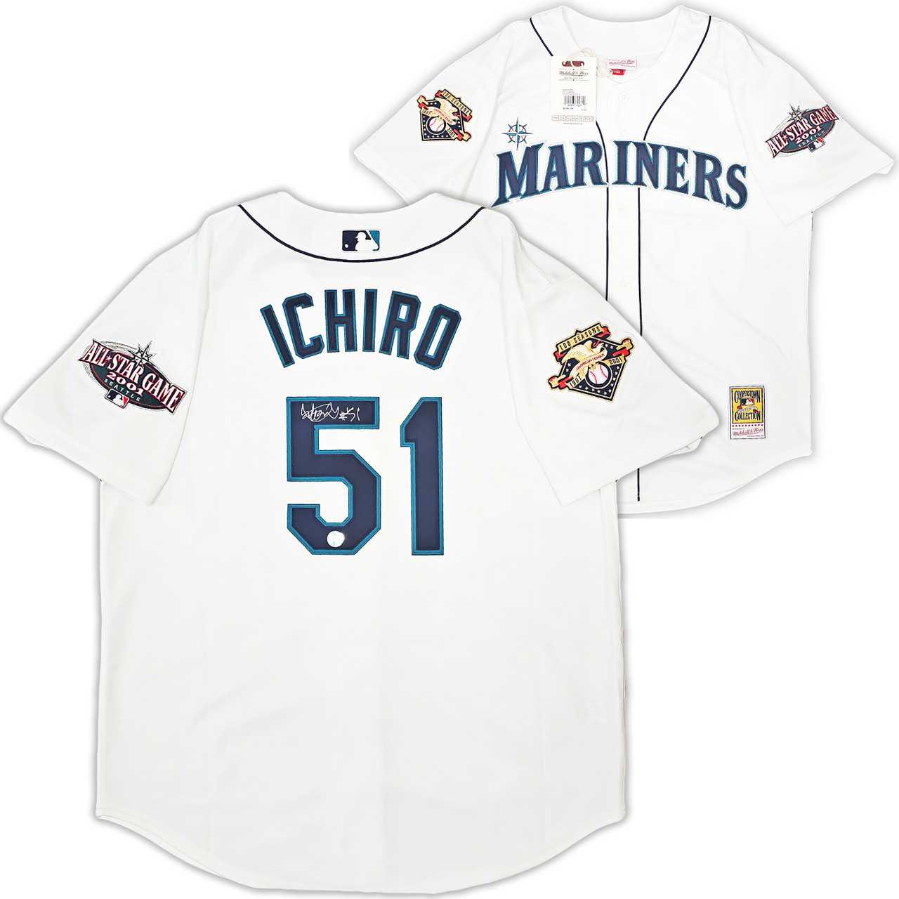 Mitchell & Ness on X: Two of Seattle's Most Legendary The 2001 Ichiro  Suzuki Seattle Mariners Authentic Jersey and 1997 Ken Griffey Jr. Authentic  Jersey are now available at  MLB trademarks