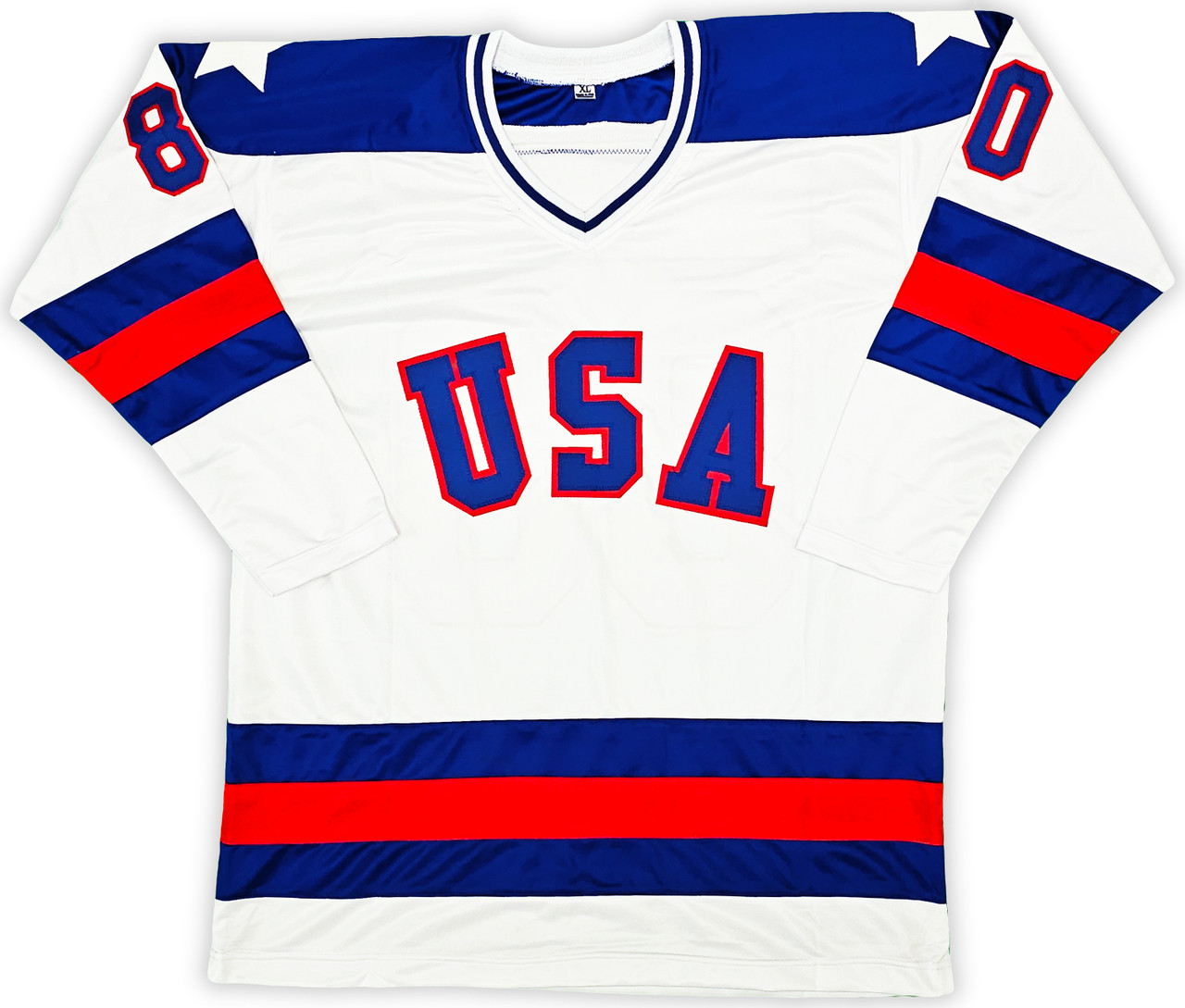 1980 Miracle On Ice Team USA Mark Johnson 10 Hockey Jersey Blue