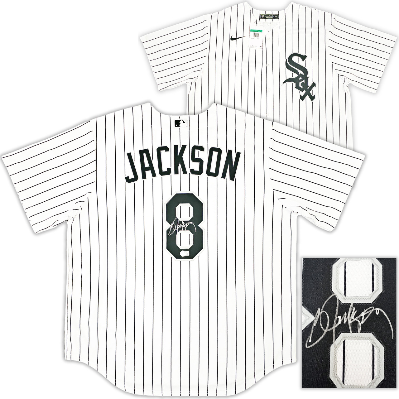 Chicago White Sox Bo Jackson Autographed White Pinstripe Nike Jersey Size  XL Beckett BAS Witness Stock #218039