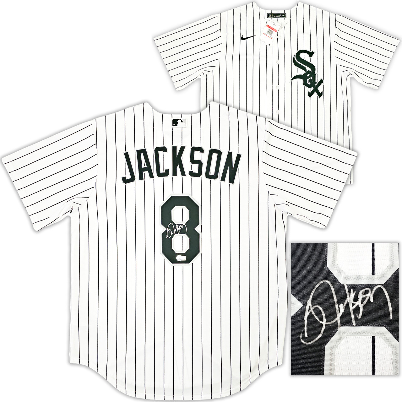 Chicago White Sox Bo Jackson Autographed White Pinstripe Nike