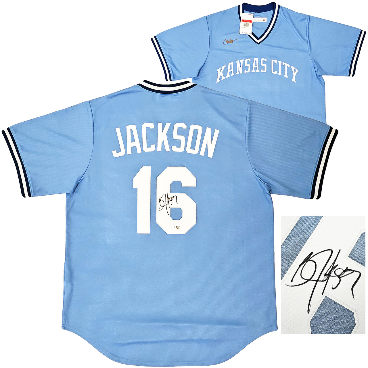 Kansas City Royals Bo Jackson Autographed Light Blue Nike Cooperstown  Collection Jersey Size L Beckett BAS Witness Stock #218044 - Mill Creek  Sports