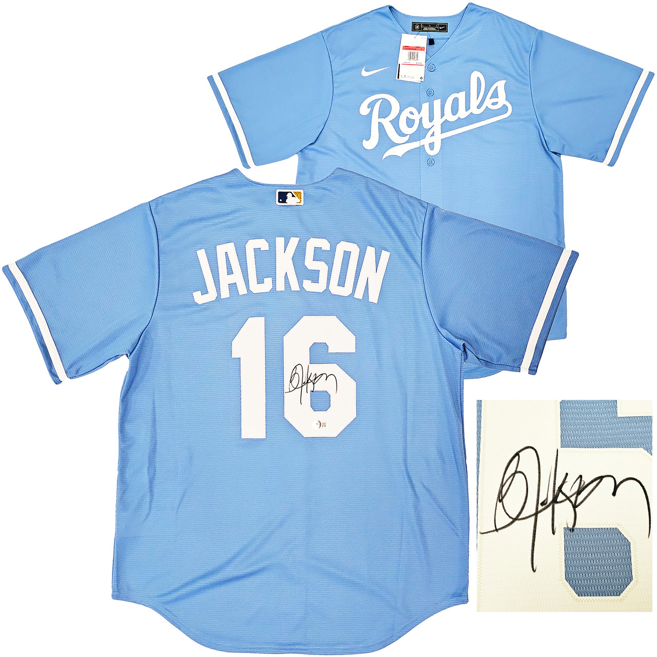 Kansas City Royals Bo Jackson Autographed Light Blue Nike Jersey
