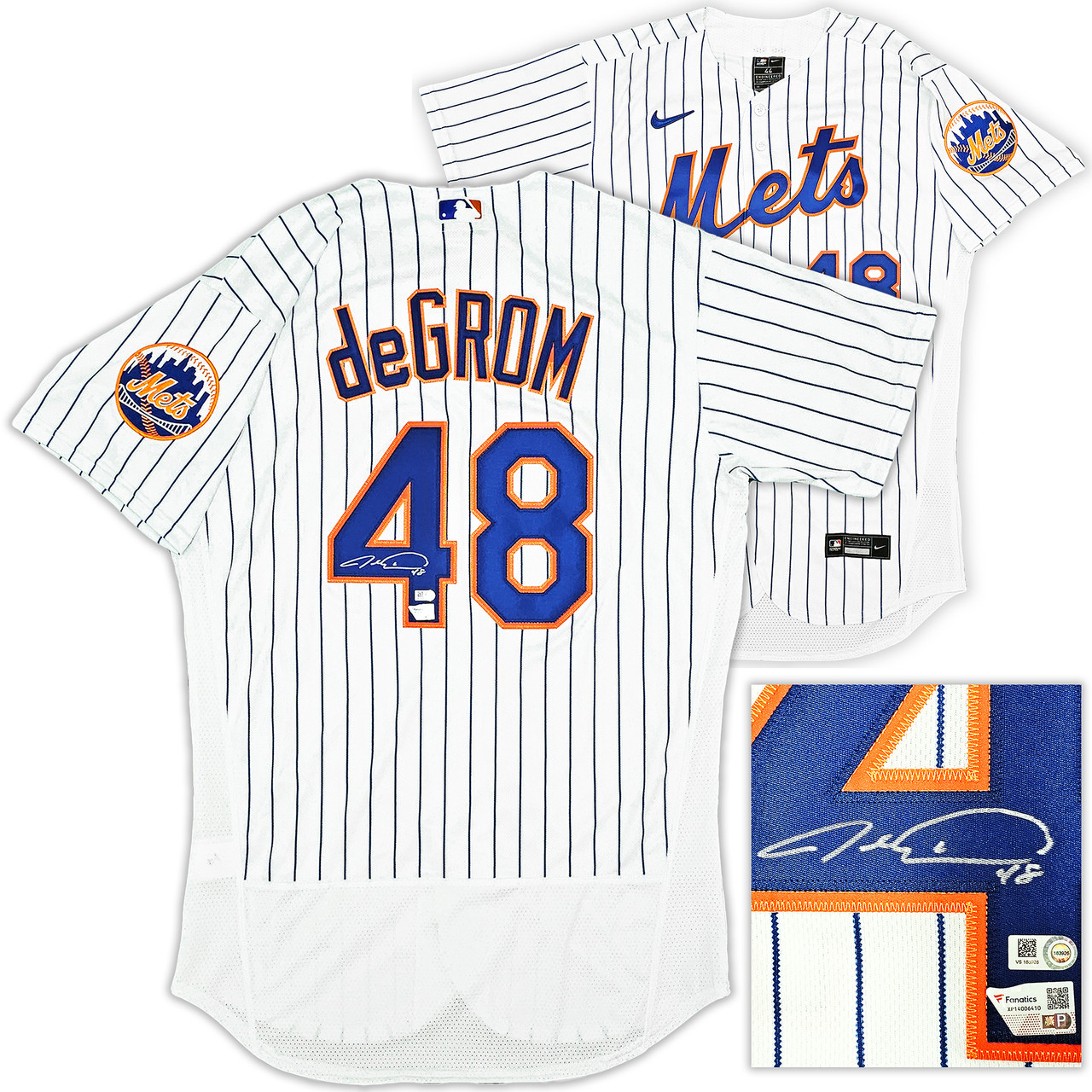 Mets Jacob deGrom Autographed White Nike Authentic Jersey Size 44 Fanatics