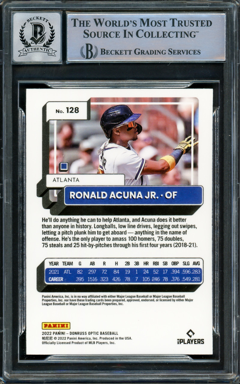 Ronald Acuna Jr. Autographed 2021 Panini Phoenix Card #8 Atlanta Braves  Auto Grade Gem Mint 10 Beckett BAS #15859365