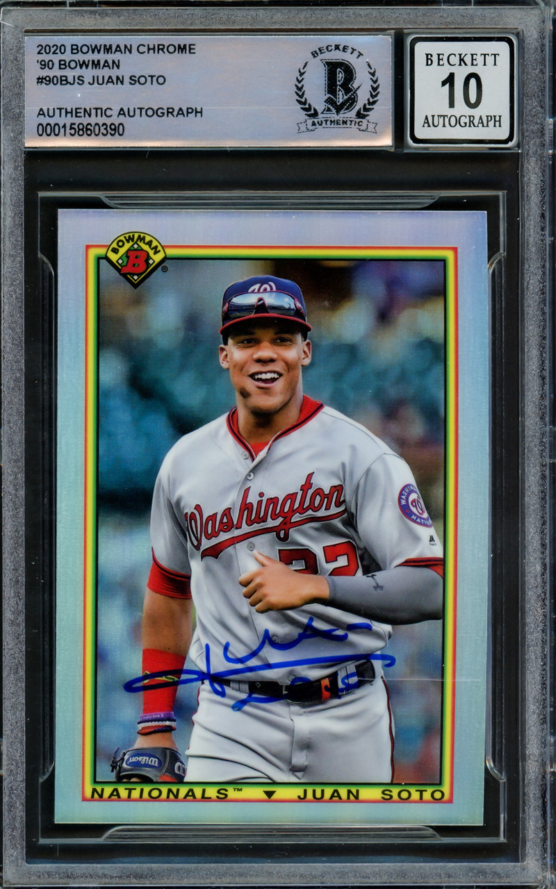 Juan Soto Autographed 2020 Bowman Chrome 1990 Throwback Refractor Card  #90B-JS Washington Nationals Auto Grade Gem Mint 10 Beckett BAS #15860390 -  Mill Creek Sports