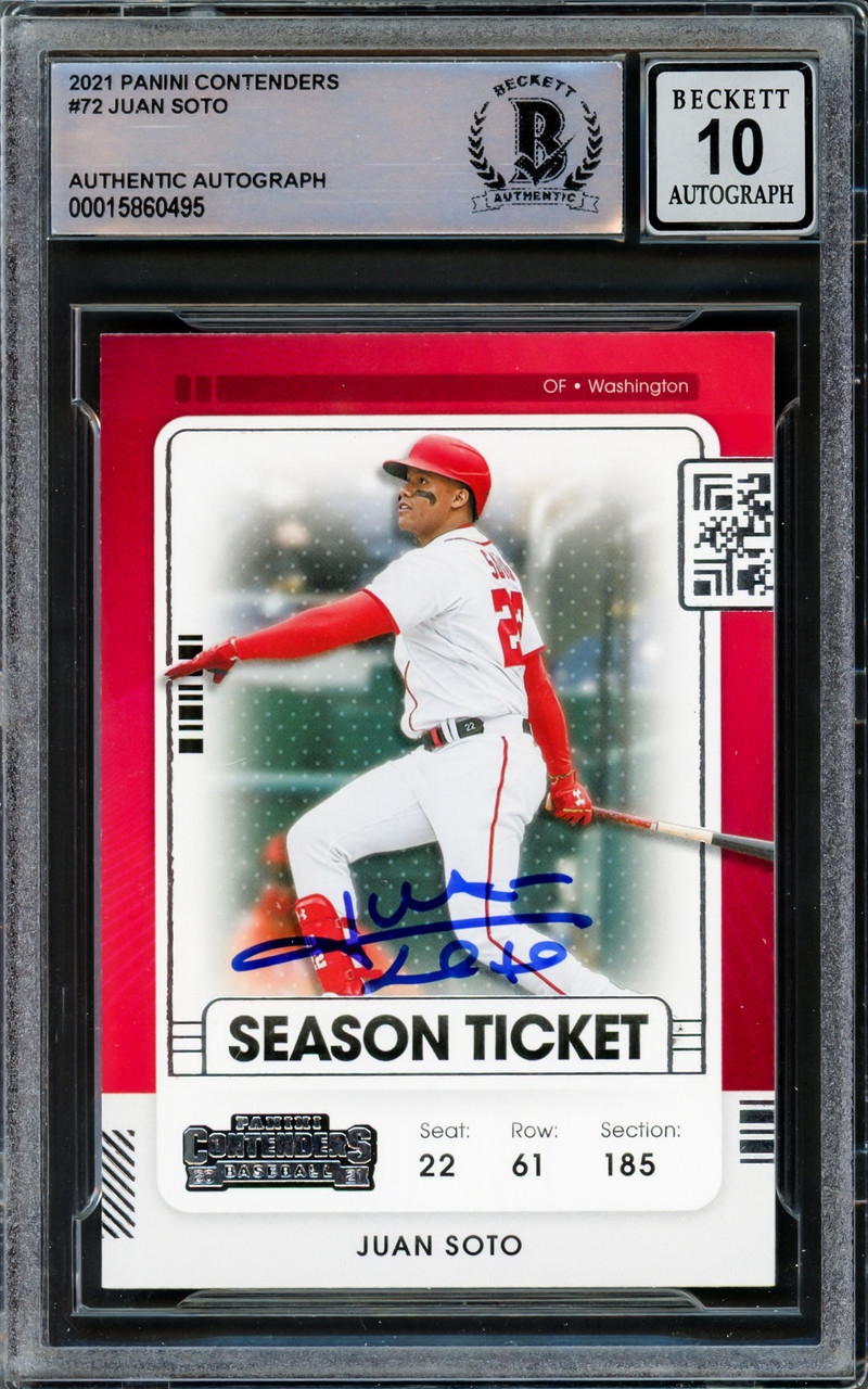 Juan Soto Autographed 2021 Panini Contenders Card #72 Washington Nationals  Auto Grade Gem Mint 10 Beckett BAS #15860495 - Mill Creek Sports