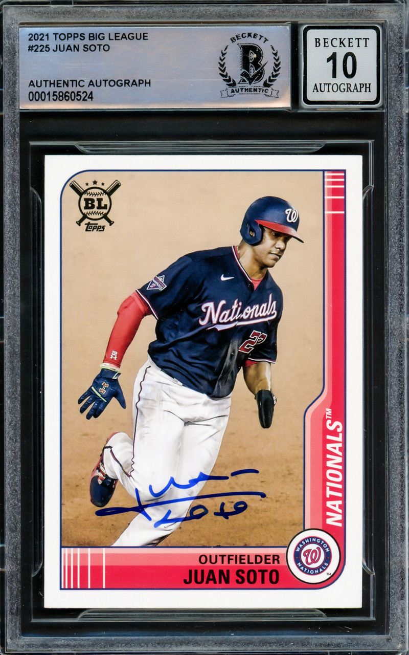 Juan Soto Autographed 2021 Topps Big League Card #225 Washington Nationals  Auto Grade Gem Mint 10 Beckett BAS #15860524 - Mill Creek Sports