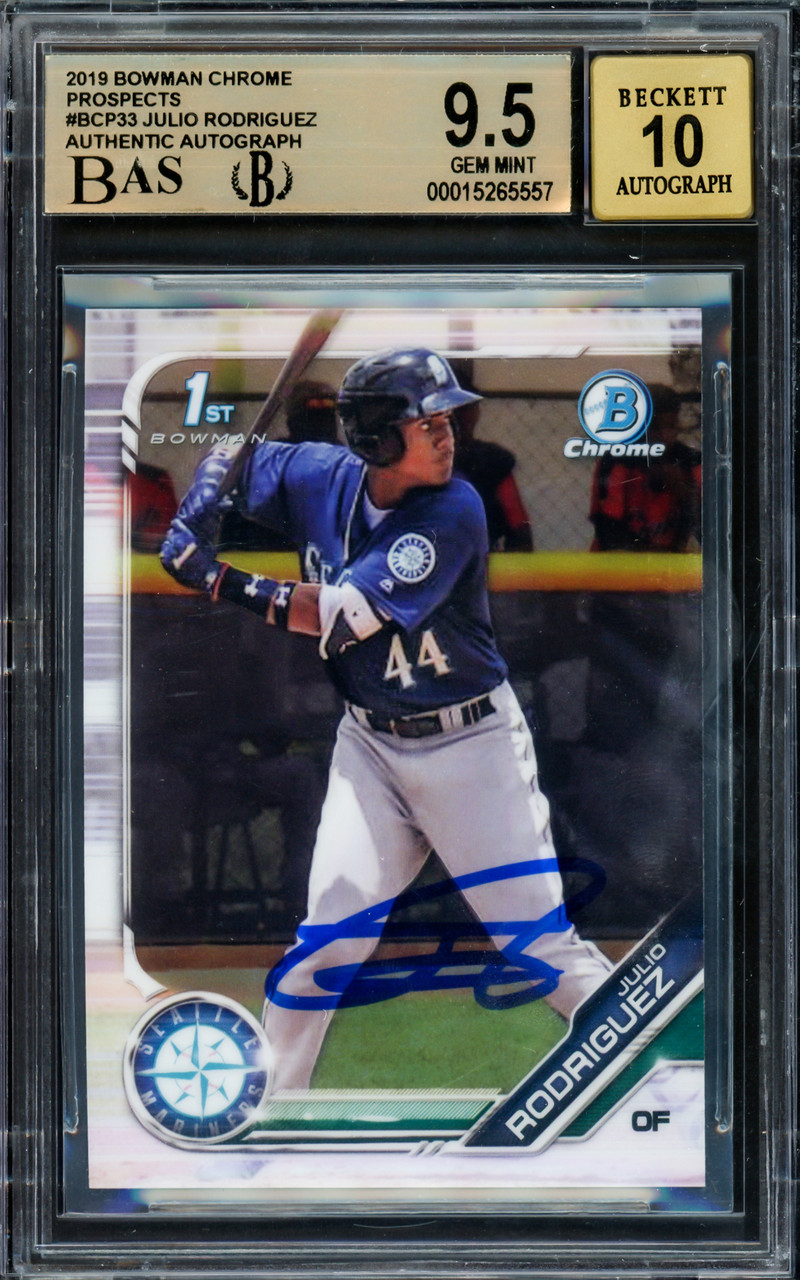 Julio Rodriguez Autographed 2019 Bowman Chrome Prospects 1st