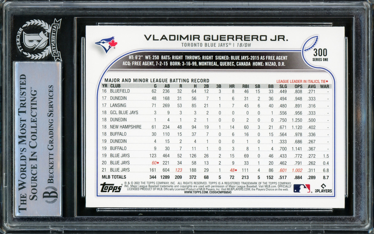 Vladimir Guerrero Jr. Autographed 2020 Bowman Chrome Card #78 Toronto Blue  Jays Auto Grade Gem Mint 10 Beckett BAS #15859524 - Mill Creek Sports