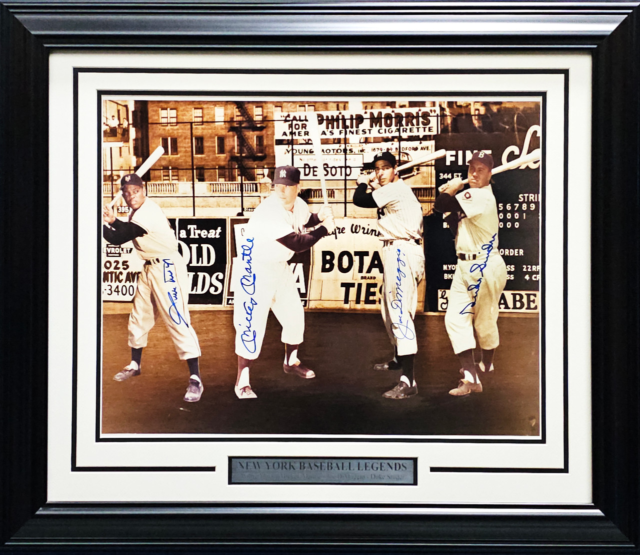 Joe Dimaggio & Yogi Berra Signed 8x10 Framed Photo New York 