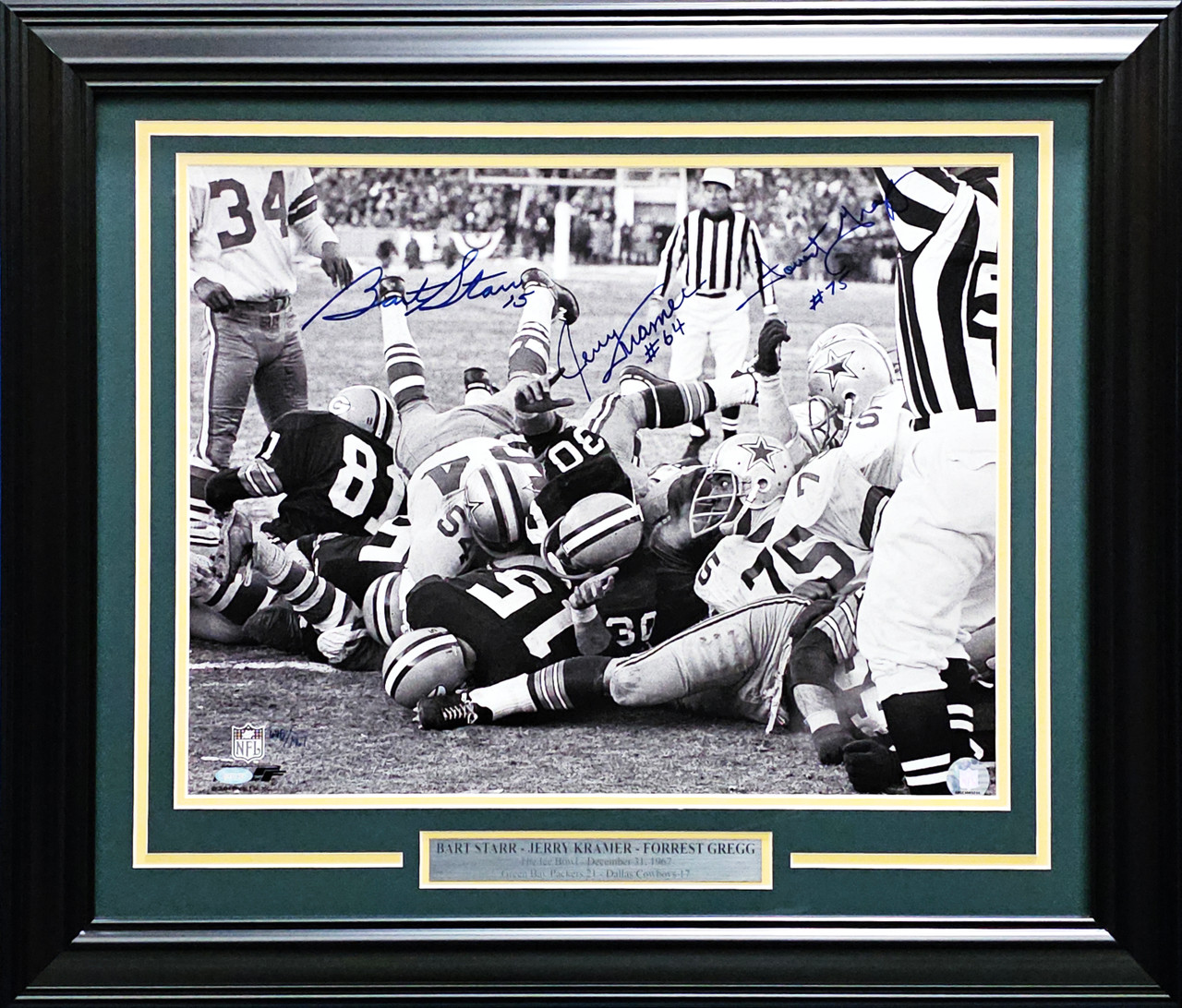 Bart Starr, Jerry Kramer & Forrest Gregg Autographed Framed 16x20