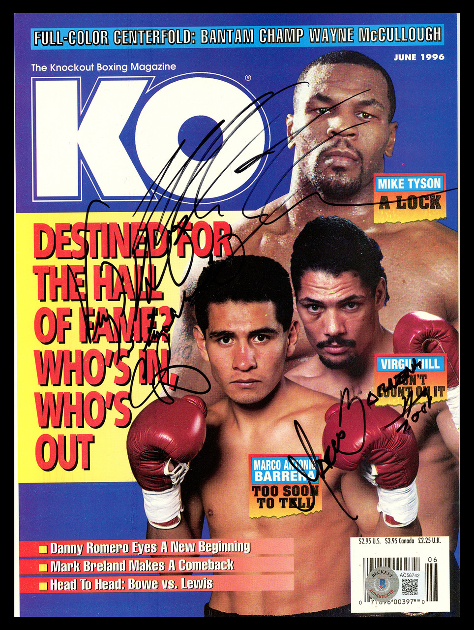 Mike Tyson, Marco Antonio Barrera Virgil Hill Autographed KO