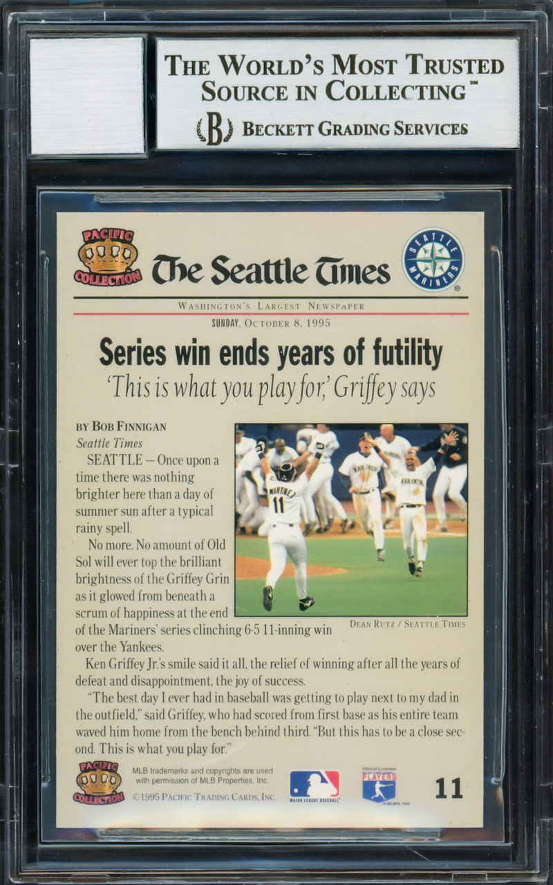 Ken Griffey Jr. Autographed 1995 Pacific Card #9 Seattle Mariners