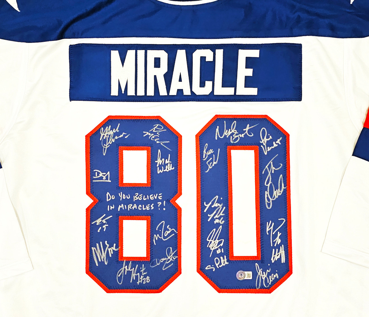 Team USA Hockey Miracle On Ice Autographed White Jersey Do You Believe In  Miracles?! With 19 Signatures Including Jim Craig & Mike Eruzione Olympics  Beckett BAS Witness Stock #220107 - Mill Creek Sports