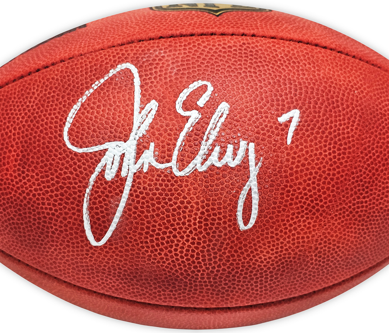 John Elway Autographed Official Leather Gold Shield Football Denver Broncos  Beckett BAS Witness Stock #220365 - Mill Creek Sports