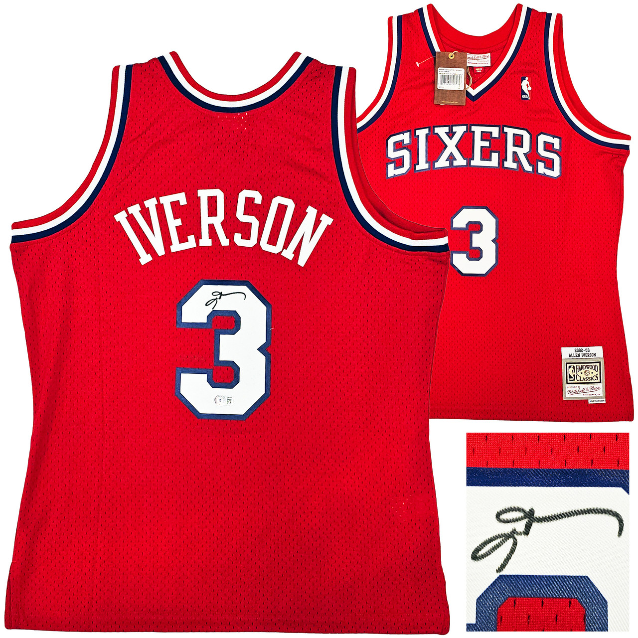 Mitchell & Ness Philadelphia 76ers Allen Iverson Authenic Red Jersey