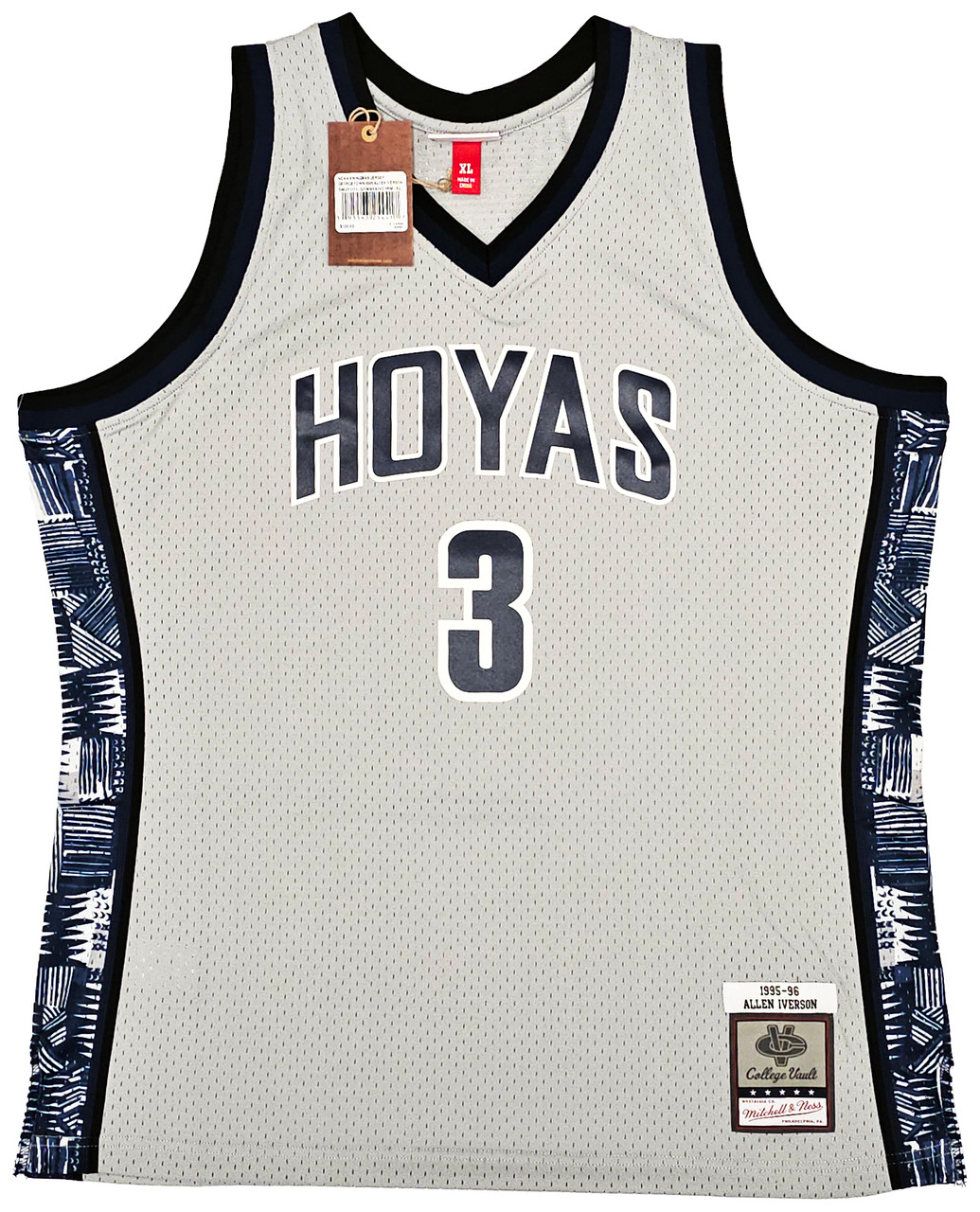Mitchell & Ness Allen Iverson Gray Georgetown Hoyas Big & Tall 1995-96 Replica Player Jersey