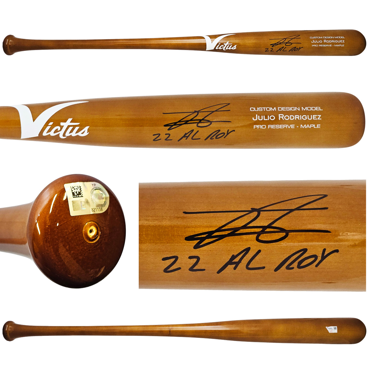Julio Rodriguez Autographed Brown Victus Pro Reserve Maple Bat Seattle  Mariners 22 AL ROY Fanatics and MLB Holo Stock #220500