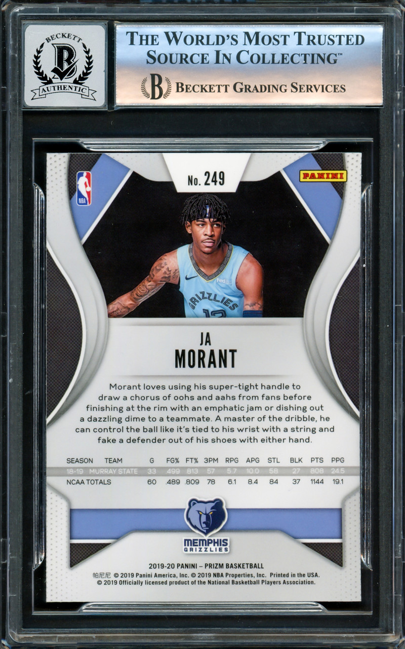 nba カード prizm ジャモラント RC 直筆サイン auto Ja Morant Autographed 2019-20 Panini Prizm Rookie Card #249