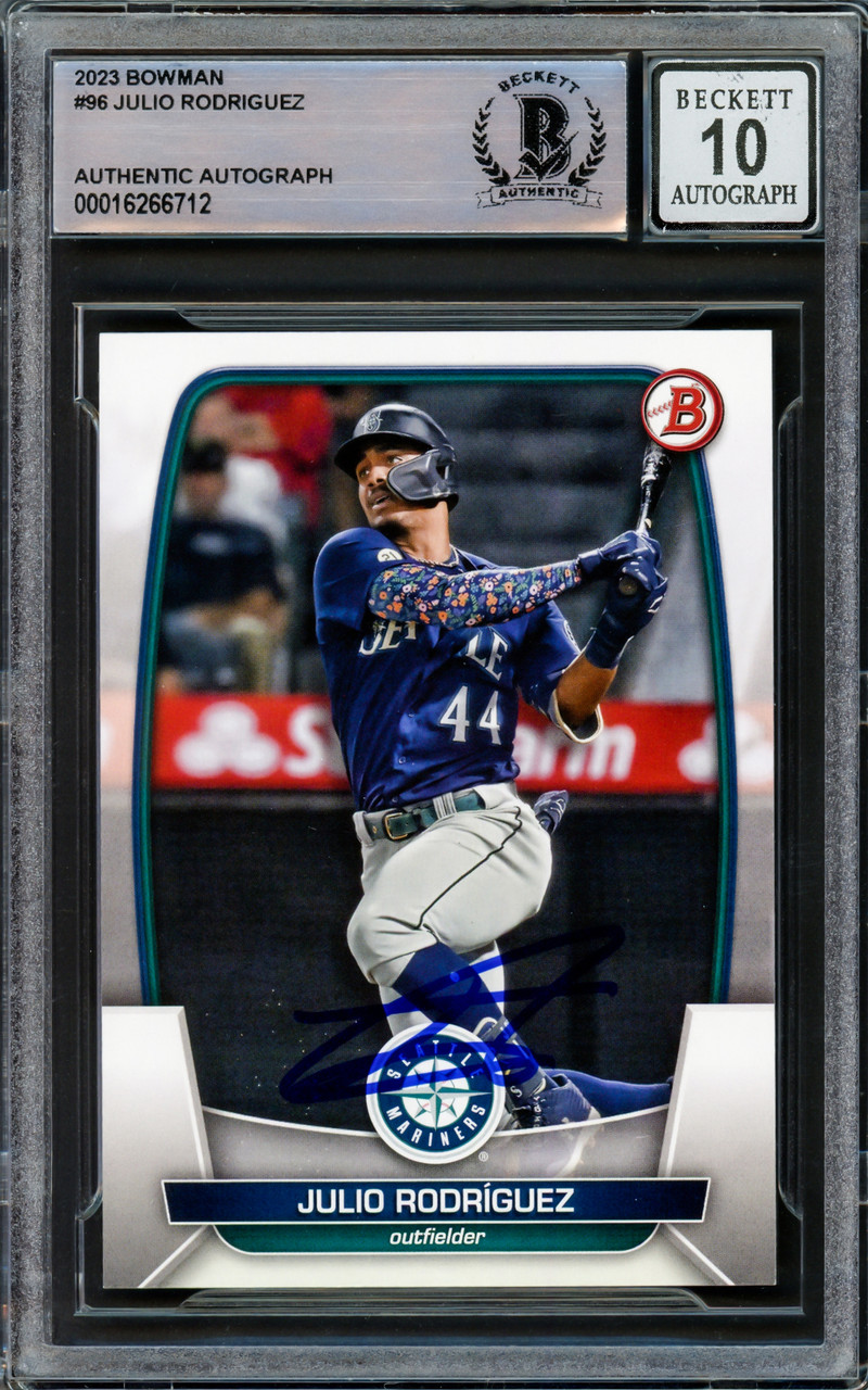 Julio Rodriguez Autographed 2023 Bowman Card #96 Seattle Mariners