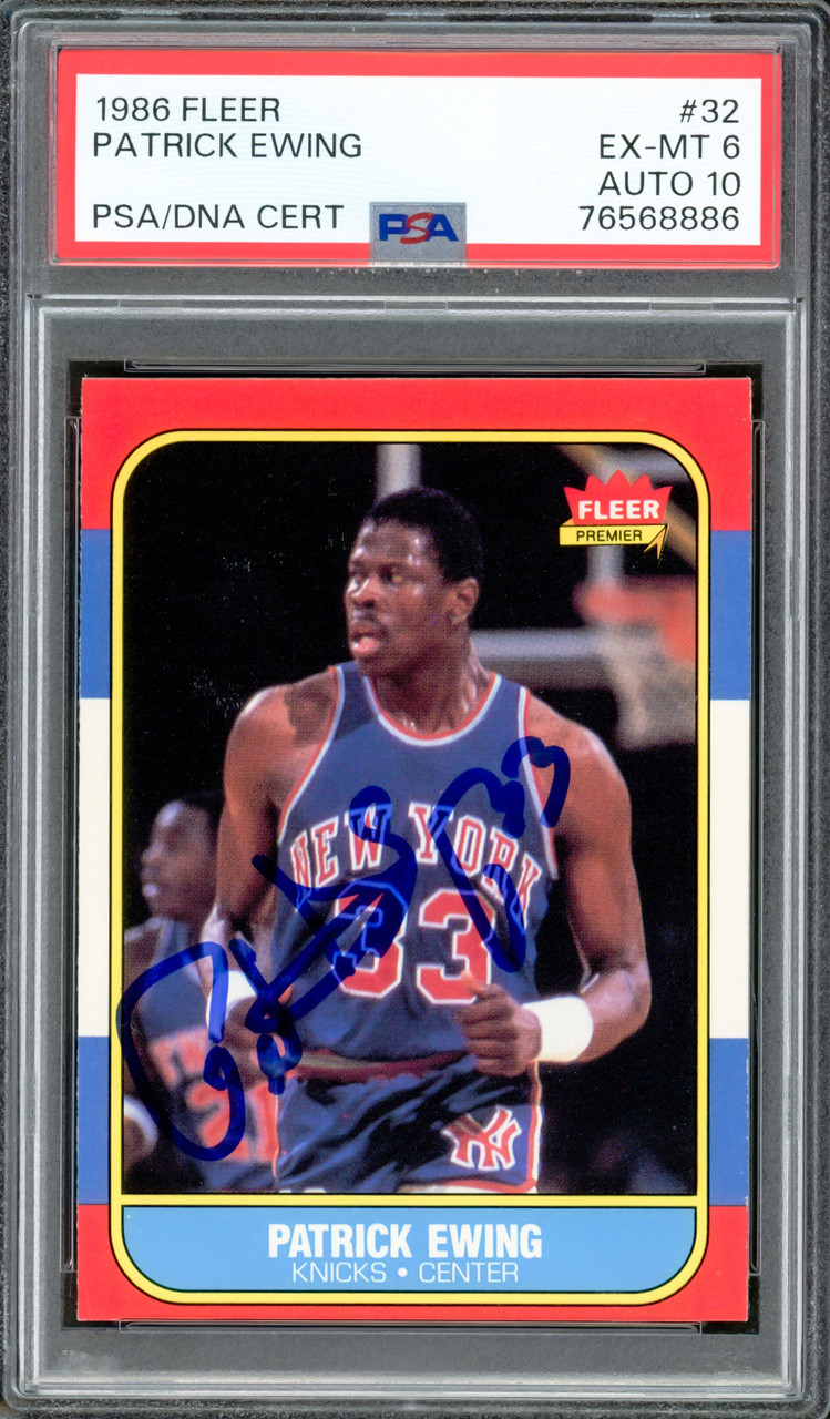 Patrick Ewing Autographed 1986-87 Fleer Rookie Card #32 New York 