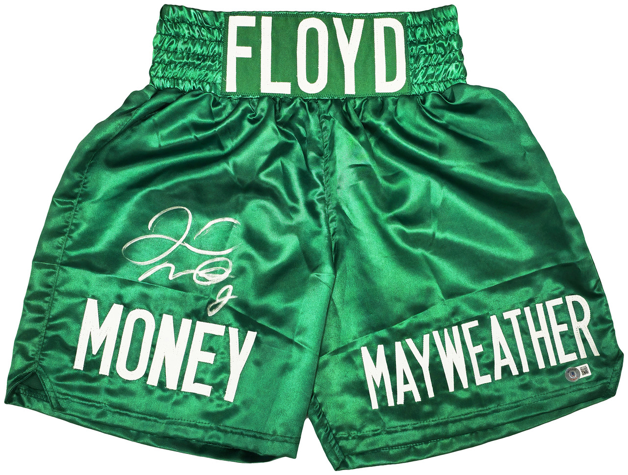 Floyd Mayweather Jr. Autographed Green Boxing Trunks Beckett BAS