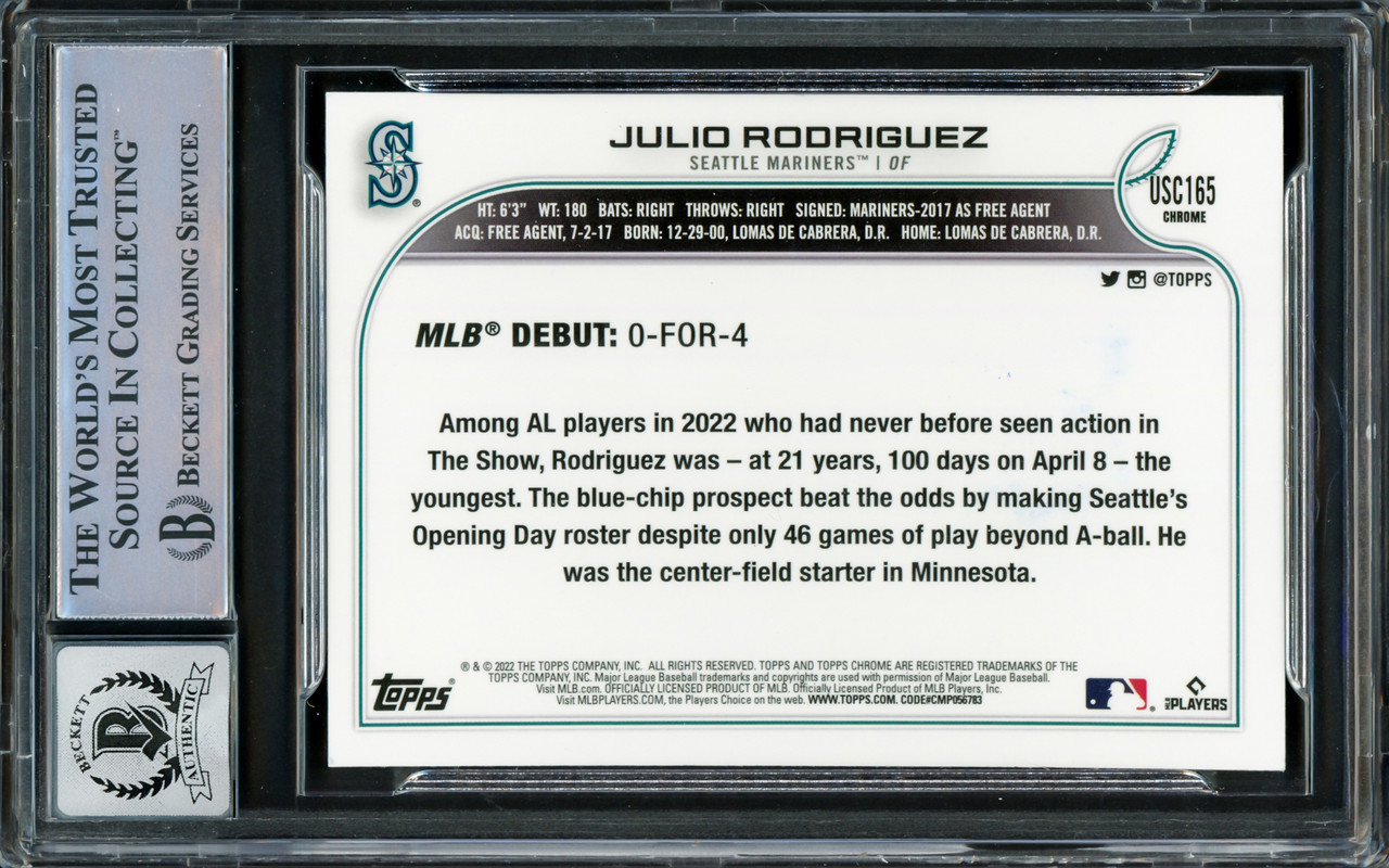 Julio Rodriguez Autographed 2022 Topps Chrome Update Purple