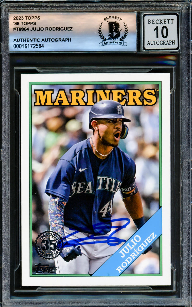 Julio Rodriguez Autographed 2023 Topps 35th Anniversary Card #T88-64  Seattle Mariners Auto Grade Gem Mint 10 Beckett BAS #16172594