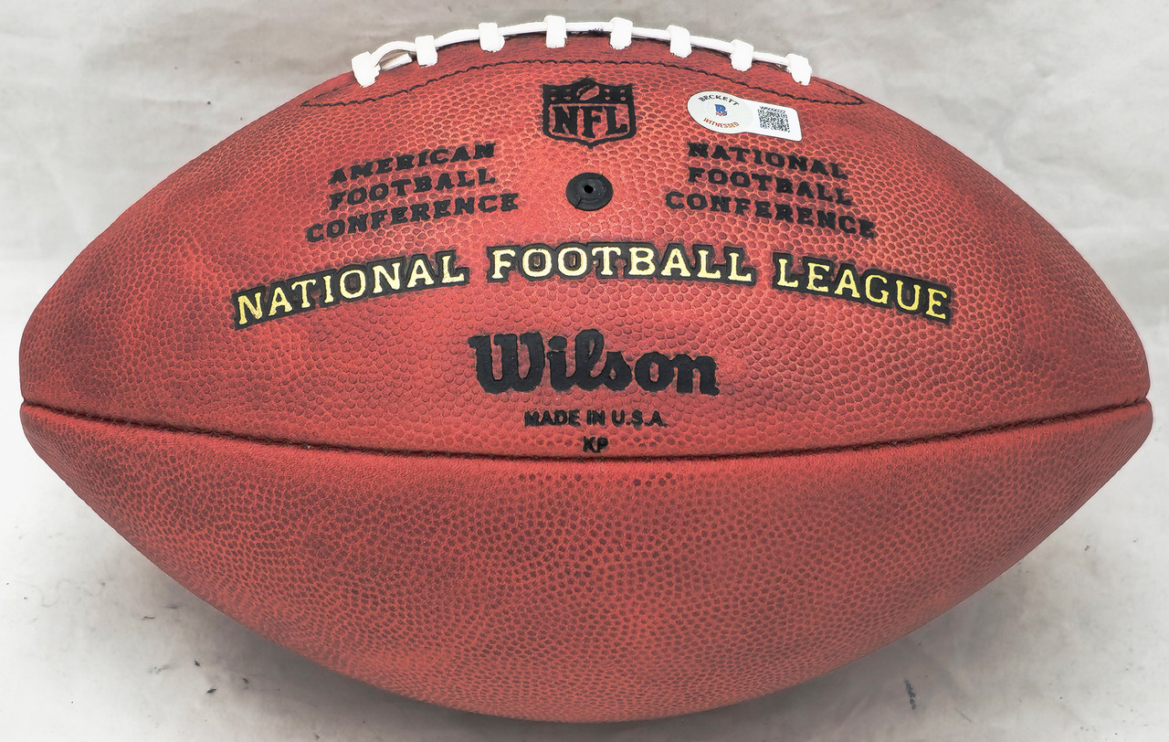 John Elway Autographed Official NFL Leather Colored Gold Shield