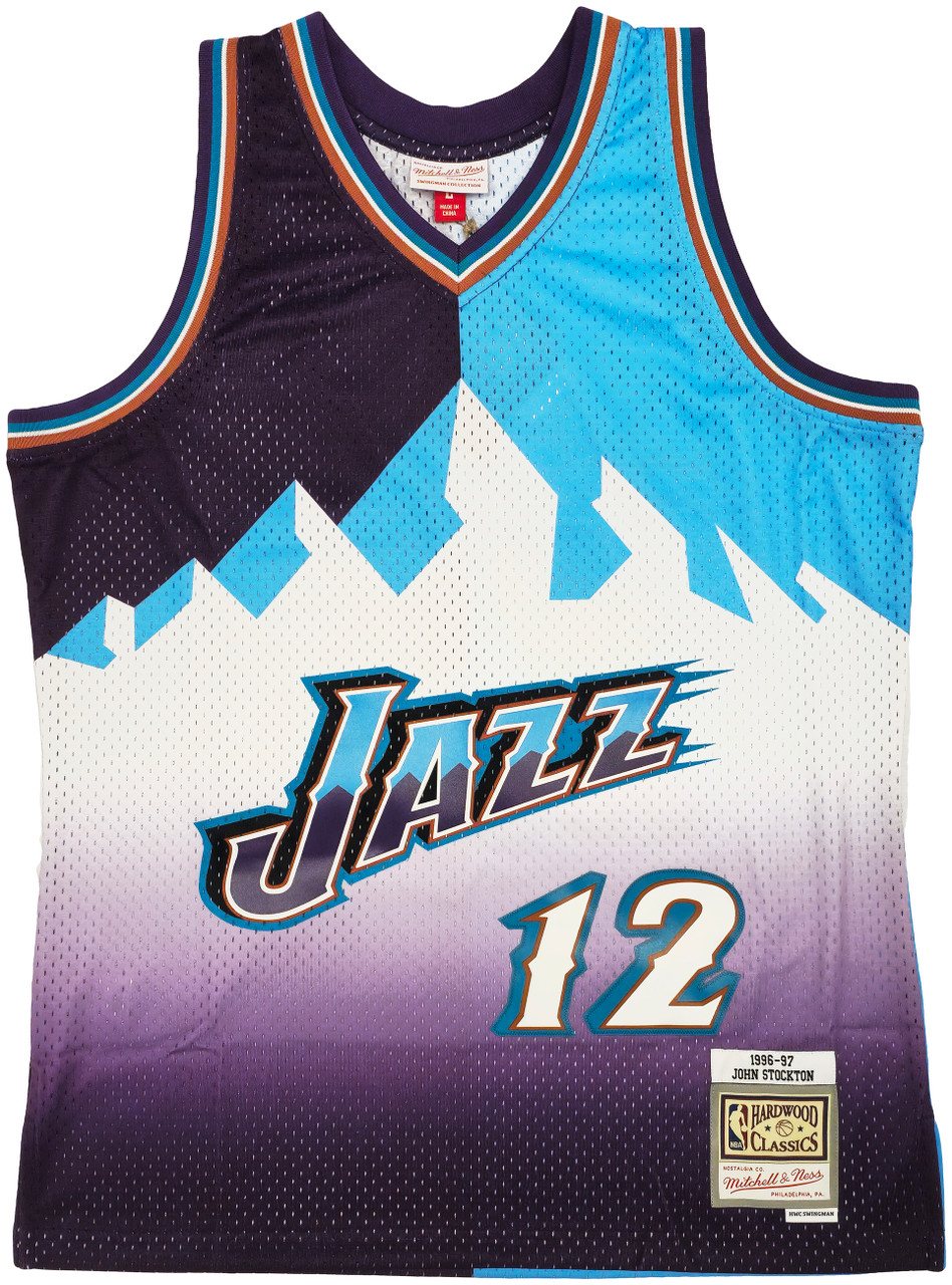 Utah Jazz John Stockton Autographed Blue & Purple Authentic