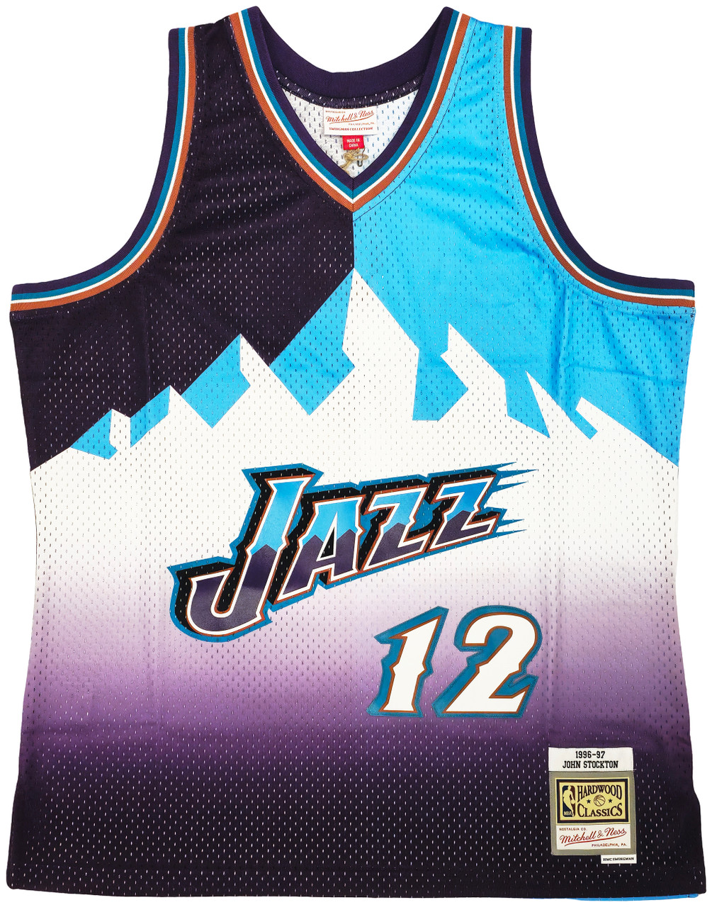 Utah Jazz John Stockton Autographed Blue & Purple Authentic