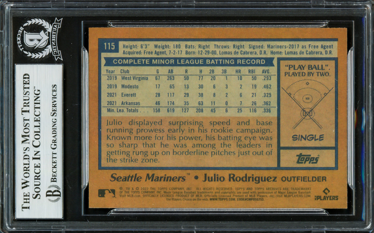 Julio Rodriguez 直筆サインカード　2020 Leaf Draft 2020 Leaf Metal Draft BAJR1 Julio Rodriquez Blue Crystals