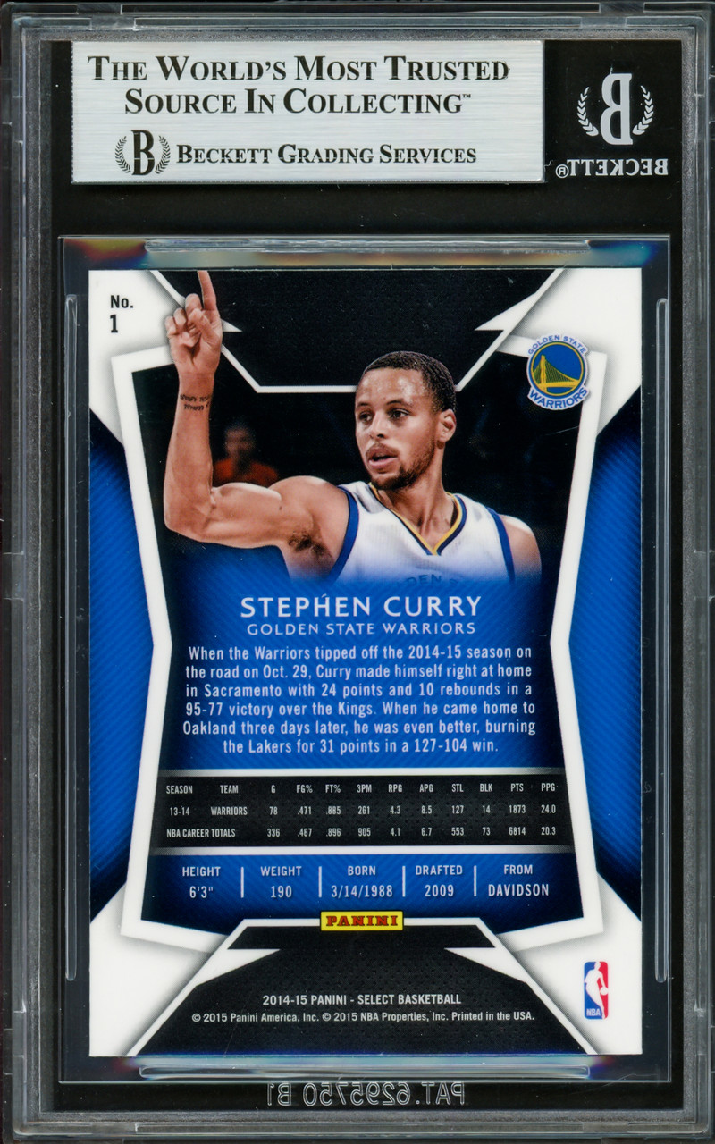 Stephen Curry Autographed 2014-15 Select Card #1 Golden